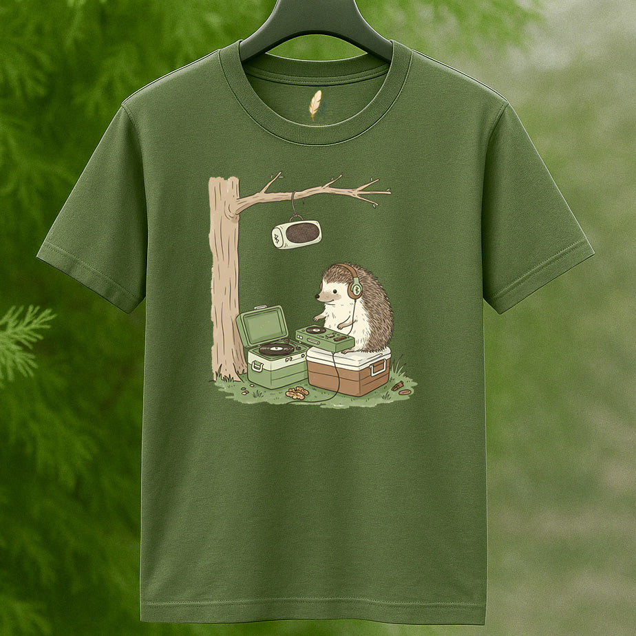 Hedgehog DJ Nature Vibes T-Shirt